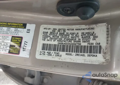 2010 Toyota Corolla Le z USA, uszkodzony, nr VIN 1NXBU4EE3AZ222756